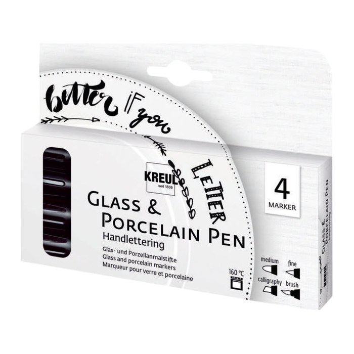 KREUL Handlettering Porzellanstifte schwarz 1,0 - 4,0 mm, 4 St.