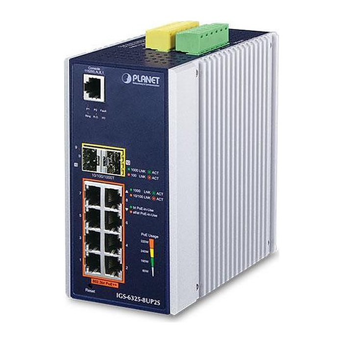 PLANET Industrial L3 8-Port 802.3bt GE + 2-Port 2.5G SFP+