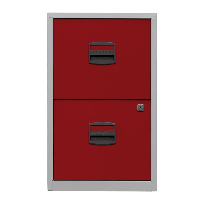 BISLEY Home PFA 2 Hängeregistraturschrank lichtgrau, kardinalrot 2 Schubladen 41,3 x 40,0 x 67,2 cm, 1 St.