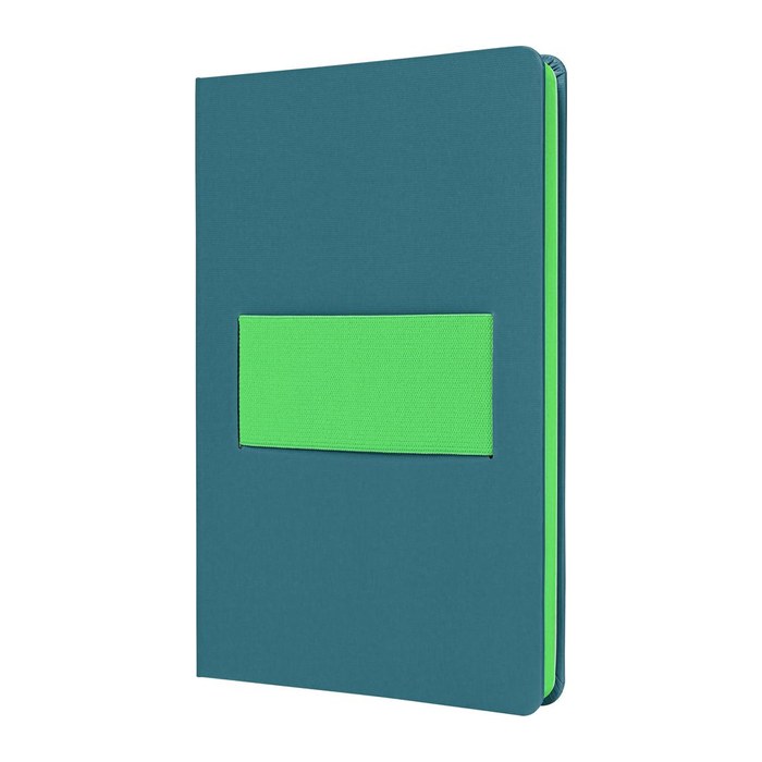 SIGEL Notizbuch Linescape ca. DIN A5 kariert, mittelblau, neon-grün Hardcover 176 Seiten, 1 St.