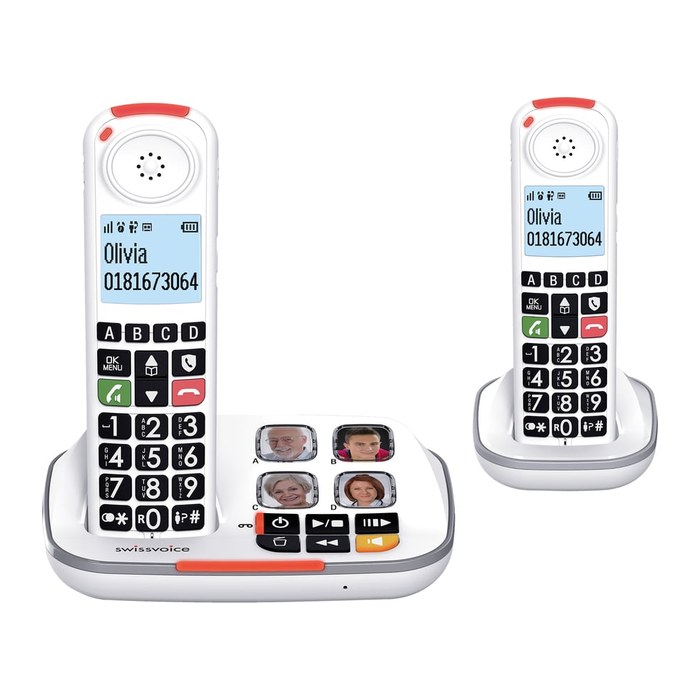 SWISSVOICE Xtra 2355 Duo-DECT-Schnurl. Festnetztelefon Weiß