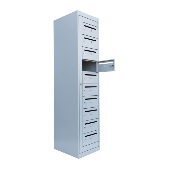 LÜLLMANN Schließfachschrank lichtgrau 526410, 10 Schließfächer 40,0 x 50,0 x 180,0 cm