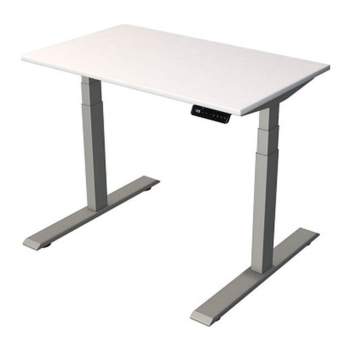 Kerkmann Smart office elektrisch höhenverstellbarer Schreibtisch weiß rechteckig, T-Fuß-Gestell silber 100,0 x 60,0 cm