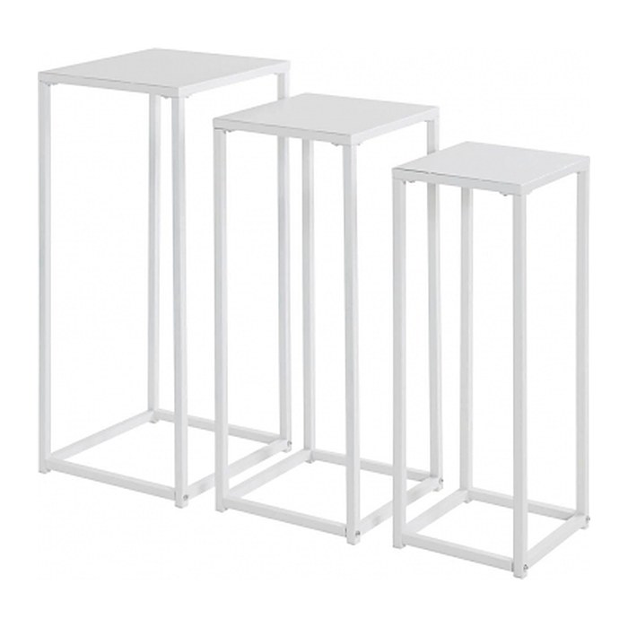 HAKU Möbel Beistelltische-Set rechteckig Metall weiß, 3 St.