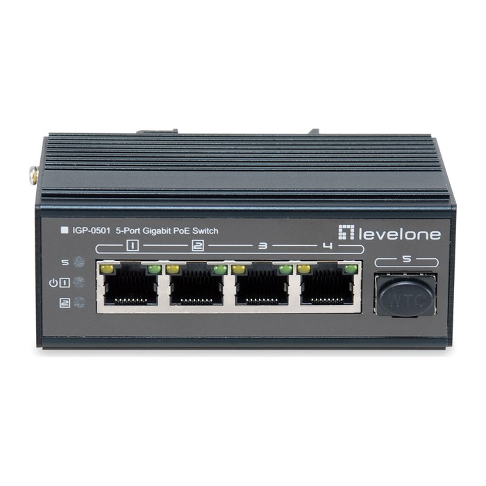 LevelOne Industr.PoE+Switch 4xGE PoE/1xSFP 240W unman.Metall