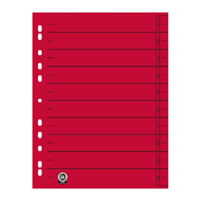 Wekre Trennblätter DIN A4 1-10 rot, 190 g/qm, 50 St.