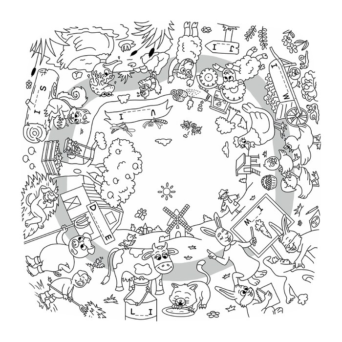 PAPERFLOW Kids Dschungel Maltische quadratisch Spanplatte weiß 60,0 x 60,0 x 46,0 cm, 2 St.