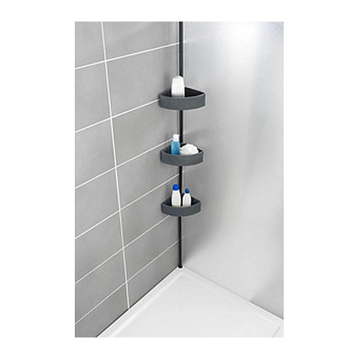 WENKO Teleskop-Duschregal Villata schwarz 28,0 x 20,5 x 78,0-275,0 cm