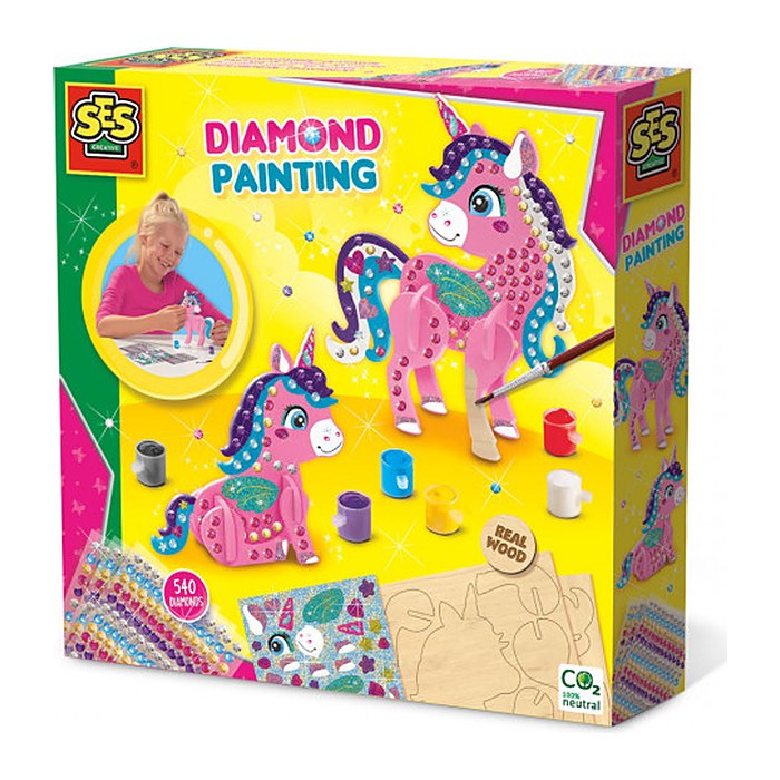 SES Creative® Diamond Painting 3D Einhörner mehrfarbig