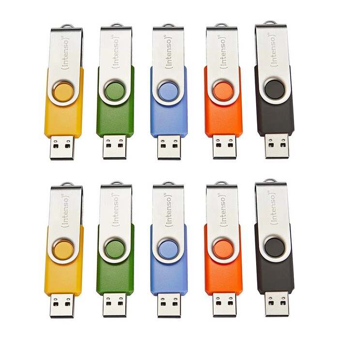 Intenso USB-Sticks Basic Line blau, gelb, grün, orange, schwarz 4 GB, 10 St.