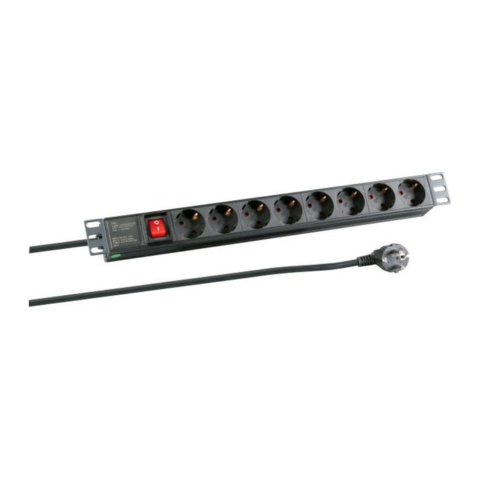 EFB 19" 1HE Steckdosenleiste 8xCEE 7/3 mit Schalter,Alu,grau