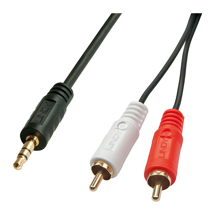 LINDY Audiokabel RCA 3.5mm/1m 2xRCA/3.5mm m/m vergoldet
