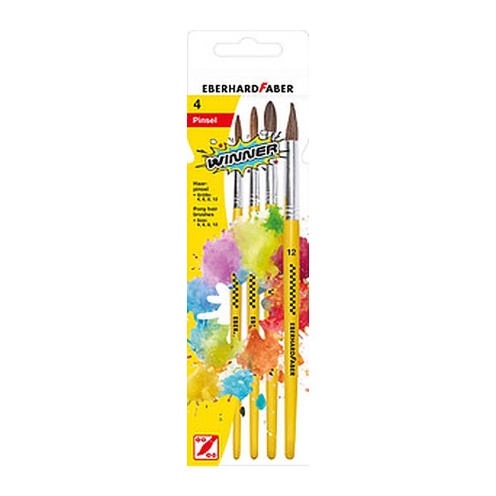 EBERHARD FABER Pinsel-Set Größe 4, 6, 8, 12, 4-teilig