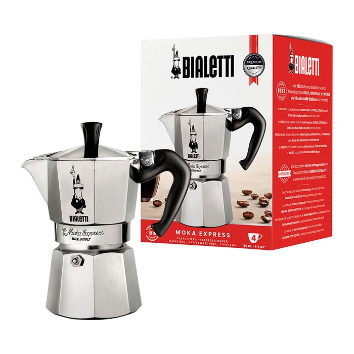 BIALETTI Moka Express 4 Espressokocher silber, 4 Tassen