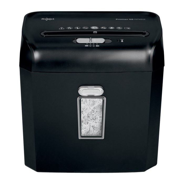 Rexel ProMax RPX612 Aktenvernichter mit Partikelschnitt P-4, 4 x 40 mm, bis 6 Blatt, schwarz
