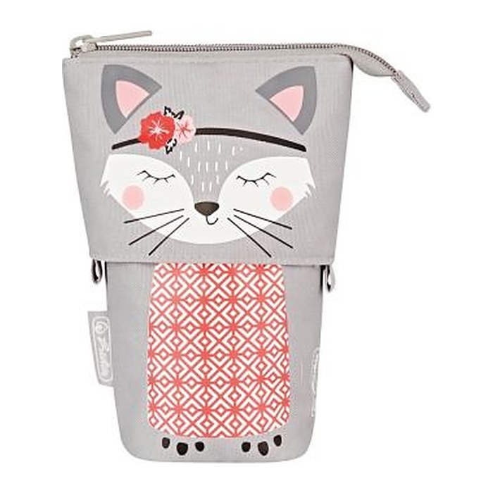 herlitz Stiftehalter Kitty grau Kunststoff 14,0 x 7,5 x 18,5 cm