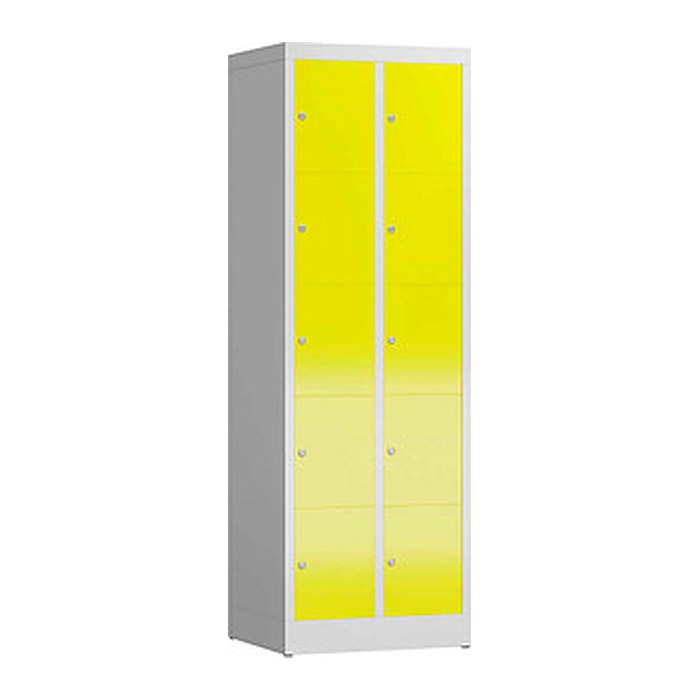 ClassiX Schließfachschrank lichtgrau, zinkgelb X-520526, 10 Schließfächer 59,0 x 50,0 x 180,0 cm