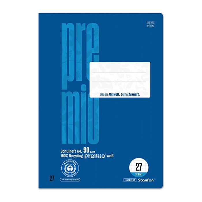 Staufen® Schulheft Premio Lineatur 27 liniert DIN A4 Innen- und Außenrand, 16 Blatt, 1 St.