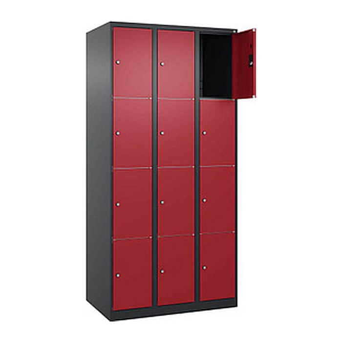 CP Schließfachschrank Classic Plus rubinrot, schwarzgrau 080000-304 S10030, 12 Schließfächer 90,0 x 50,0 x 185,0 cm