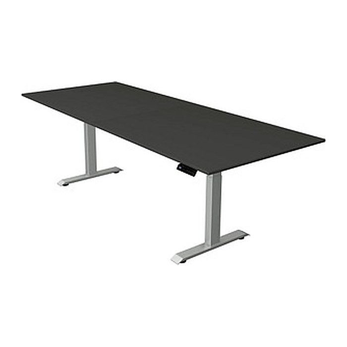 Kerkmann Move 4 elektrisch höhenverstellbarer Schreibtisch anthrazit rechteckig, T-Fuß-Gestell silber 250,0 x 100,0 cm