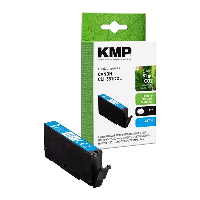 KMP  cyan Druckerpatrone kompatibel zu Canon CLI-551 XL C