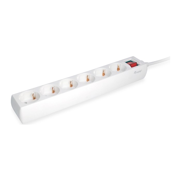 Equip Steckdosenleiste 6xSchuko+Switch->St.90°CL ws. Pla.