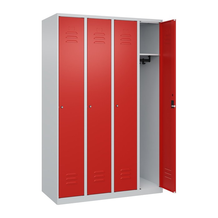 CP Spind Classic Plus lichtgrau, verkehrsrot 080000-40 S10017, 4 Schließfächer 120,0 x 50,0 x 185,0 cm