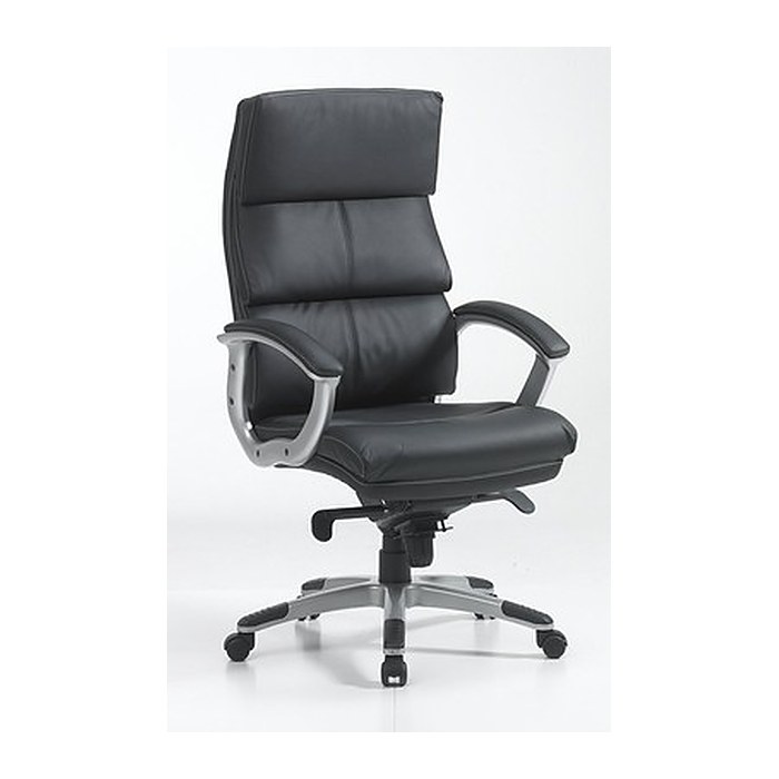 XXL Chefsessel, BT-0066-1 Kunstleder schwarz, Gestell silber