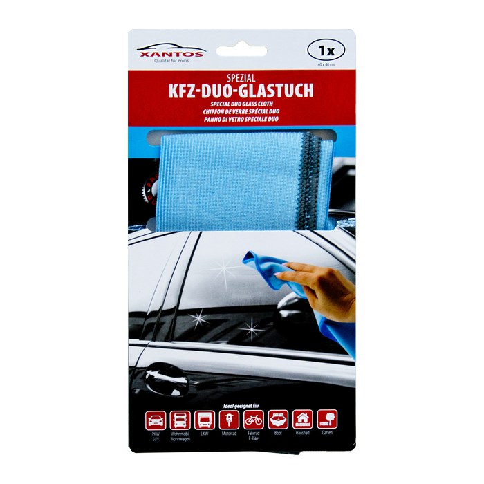 XANTOS DUO-Glasreinigungstuch 40x40cm blau