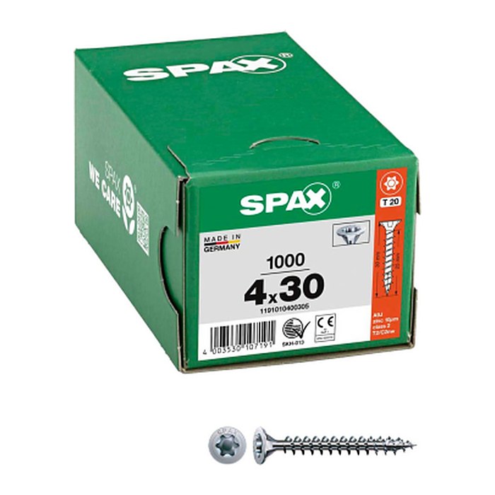 SPAX® Universalschrauben T20 Senkkopf WIROX 1191010400305 4 mm x 30 mm, 1.000 St.
