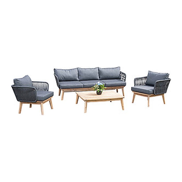 Sunny Smart® Loungegruppe Bridgeport dunkelgrau, natur Metall, 14-teilig