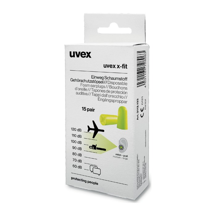 uvex x-fit Ohrstöpsel 37 dB Schaumstoff, 15 Paar