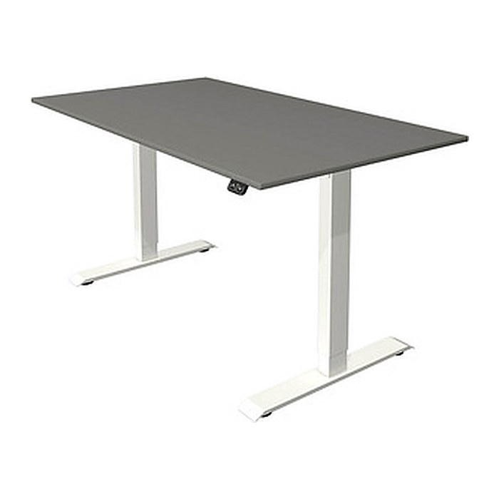 Kerkmann Move 1 elektrisch höhenverstellbarer Schreibtisch grafit rechteckig, T-Fuß-Gestell weiß 140,0 x 80,0 cm