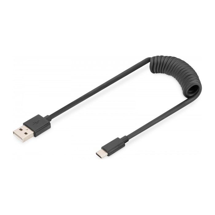 DIGITUS USB 2.0 - USB - A auf USB - C Spiralkabel max. 1m