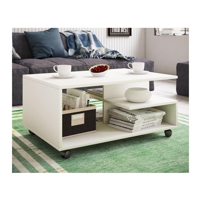 VCM my home Stango Couchtisch rechteckig Spanplatte weiß 80,0 x 50,0 x 40,0 cm, 1 St.