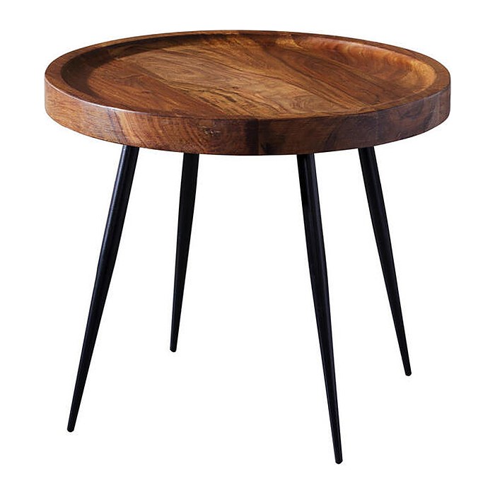 WOHNLING Beistelltisch rund Massivholz sheesham 46,0 x 46,0 x 40,0 cm, 1 St.