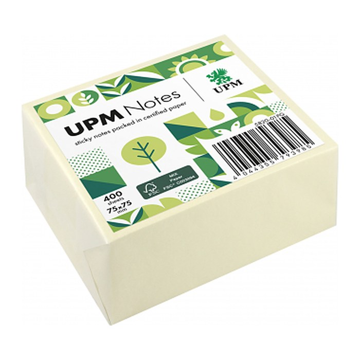 UPM Notes Haftnotizen doppelte Haftung gelb, 1 Würfel