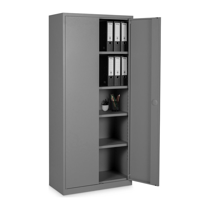 Aktenschrank aus Stahl – 800 x 380 (4,5 OH) – Korpus in Weißaluminium
