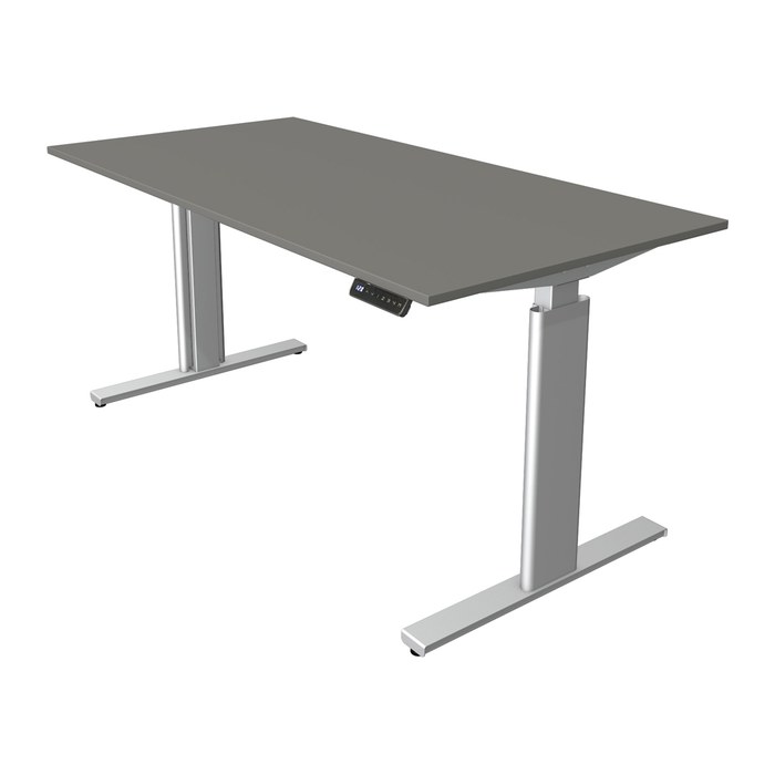 Kerkmann Move 3 tube elektrisch höhenverstellbarer Schreibtisch grafit rechteckig, T-Fuß-Gestell silber 120,0 x 80,0 cm
