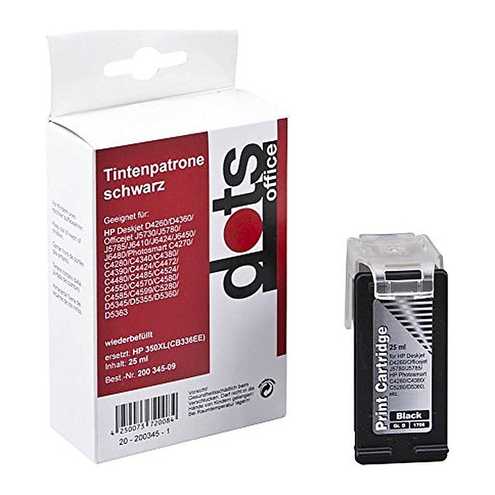 dots schwarz Druckerpatrone kompatibel zu HP 350XL (CB336EE)