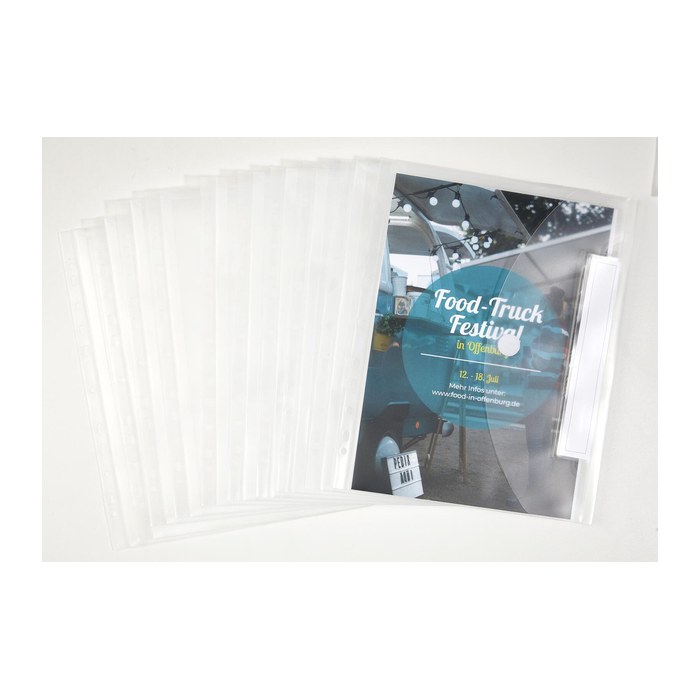 FolderSys Dokumententaschen Index DIN A4 transparent genarbt 0,20 mm, 10 St.