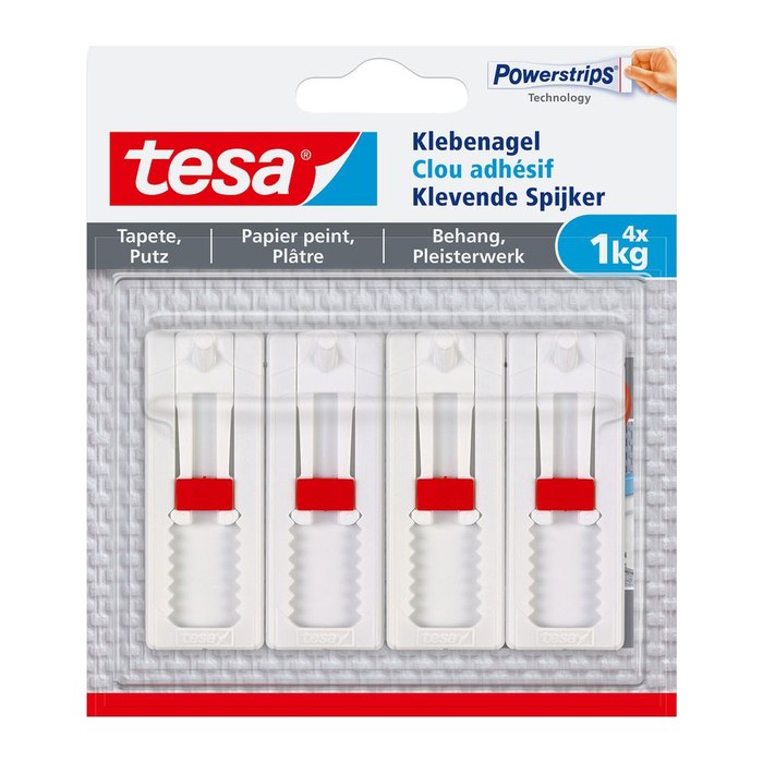 tesa Powerstrips Klebenägel für max. 1,0 kg, 2,4 x 6,4 cm, 4 St.