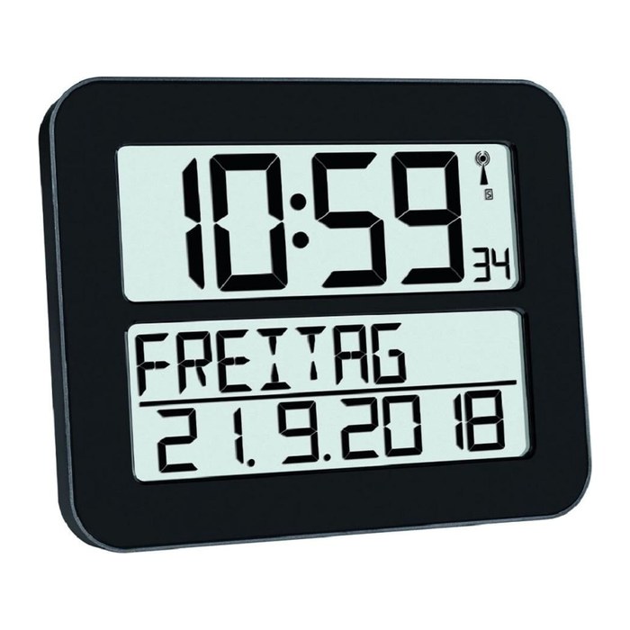 TFA® digitale Funkwanduhr 60.4512.01 schwarz Kunststoff 25,8 x 21,2 cm