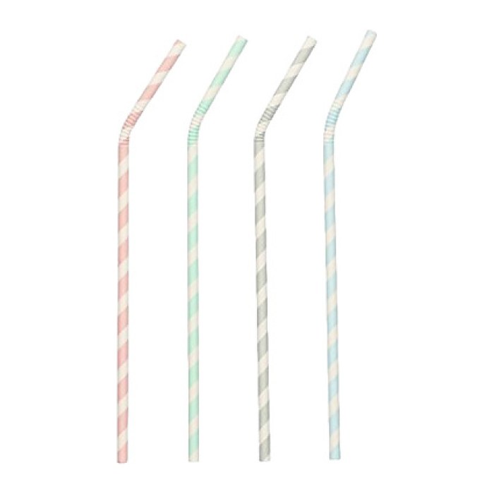 PAPSTAR Strohhalme pure farbsortiert gestreift Papier, knickbar, 100 St.