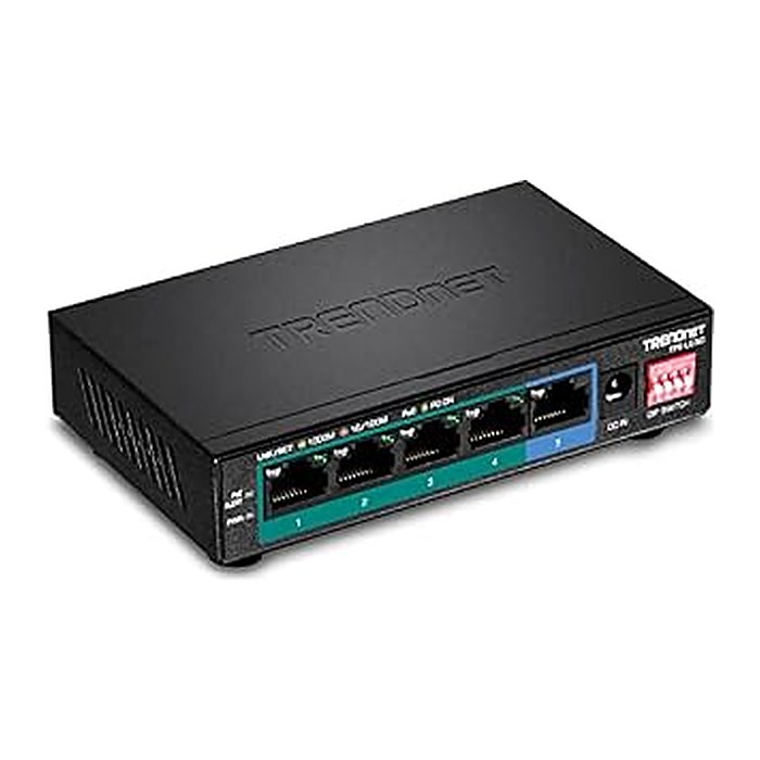 TRENDnet Switch 5-Port Gbit PoE+ long range 200m 32W Metall
