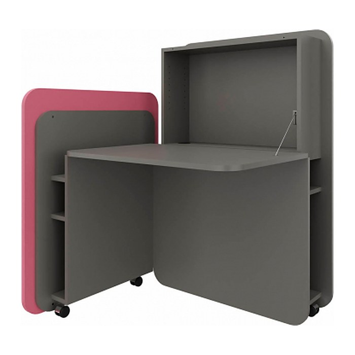 fm FLATup Sekretär basalt/rose rechteckig, schwarz 107,0 x 41,5 - 91,0 cm