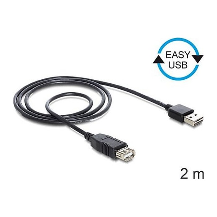 DELOCK USB Verl. A -> A St/Bu 2.00m sw Easy USB