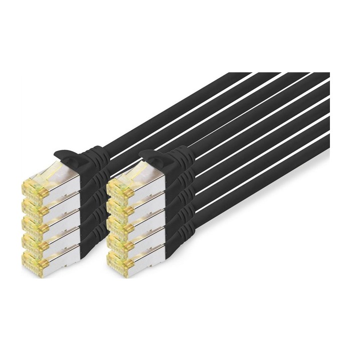 DIGITUS CAT 6A S/FTP Patchkabel, 10 Stück, 0,25m, schwarz
