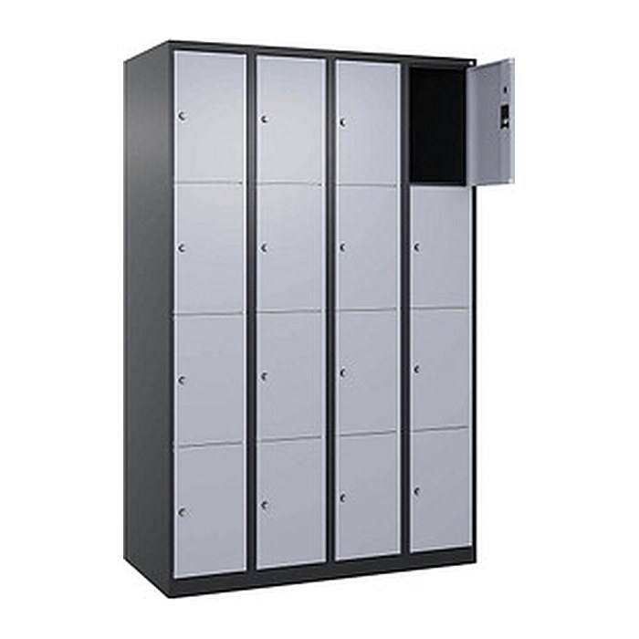 CP Schließfachschrank Classic Plus schwarzgrau, weißaluminium 080000-404 S10034, 16 Schließfächer 120,0 x 50,0 x 185,0 cm