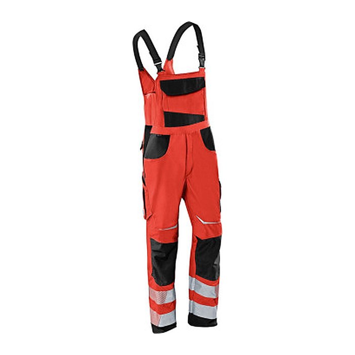 KÜBLER® unisex Warnschutz-Latzhose REFLECTIQ rot, schwarz Größe 44